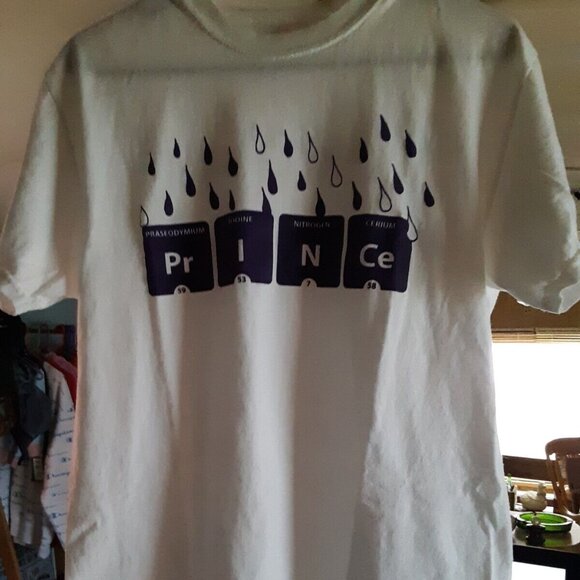 PRINCE PURPLE RAIN Periodic Table T-SHIRT (White-Adult LG?) Funk Rock REVOLUTION - Picture 1 of 4